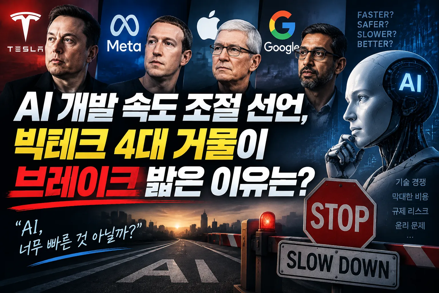 AI 개발 속도 조절 선언, 빅테크 4대 거물이 브레이크 밟은 이유는?