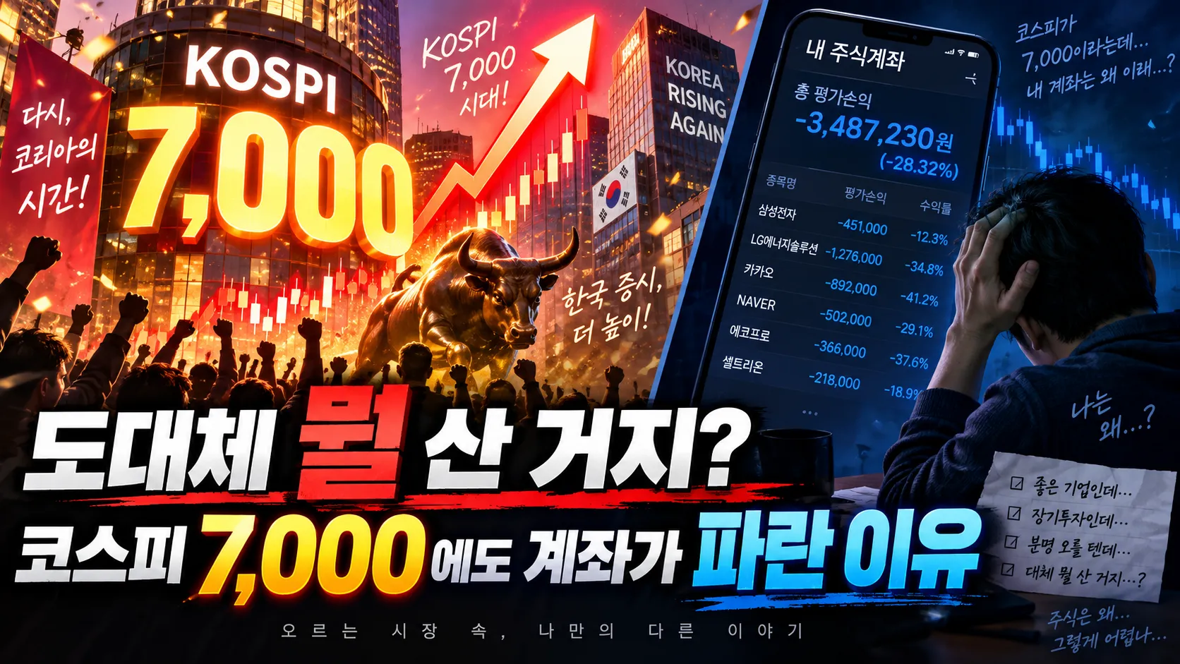 “도대체 뭘 산 거지?” 코스피 7,000에도 계좌가 파란 이유