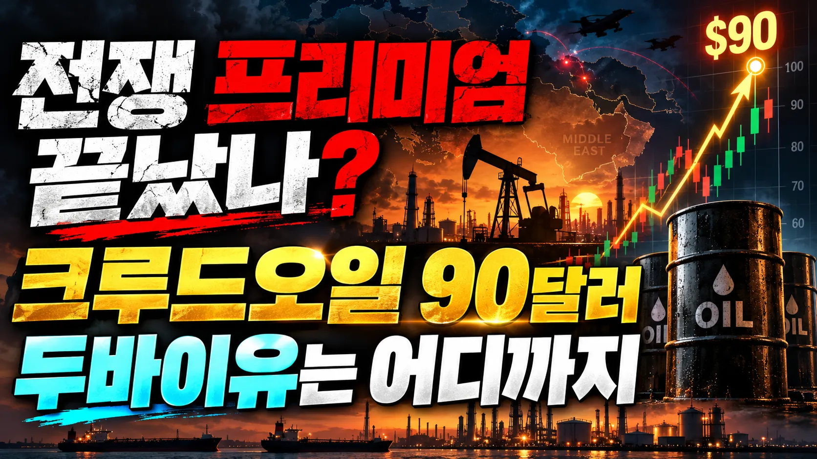 전쟁 프리미엄 끝났나? 크루드오일 90달러, 두바이유는 어디까지