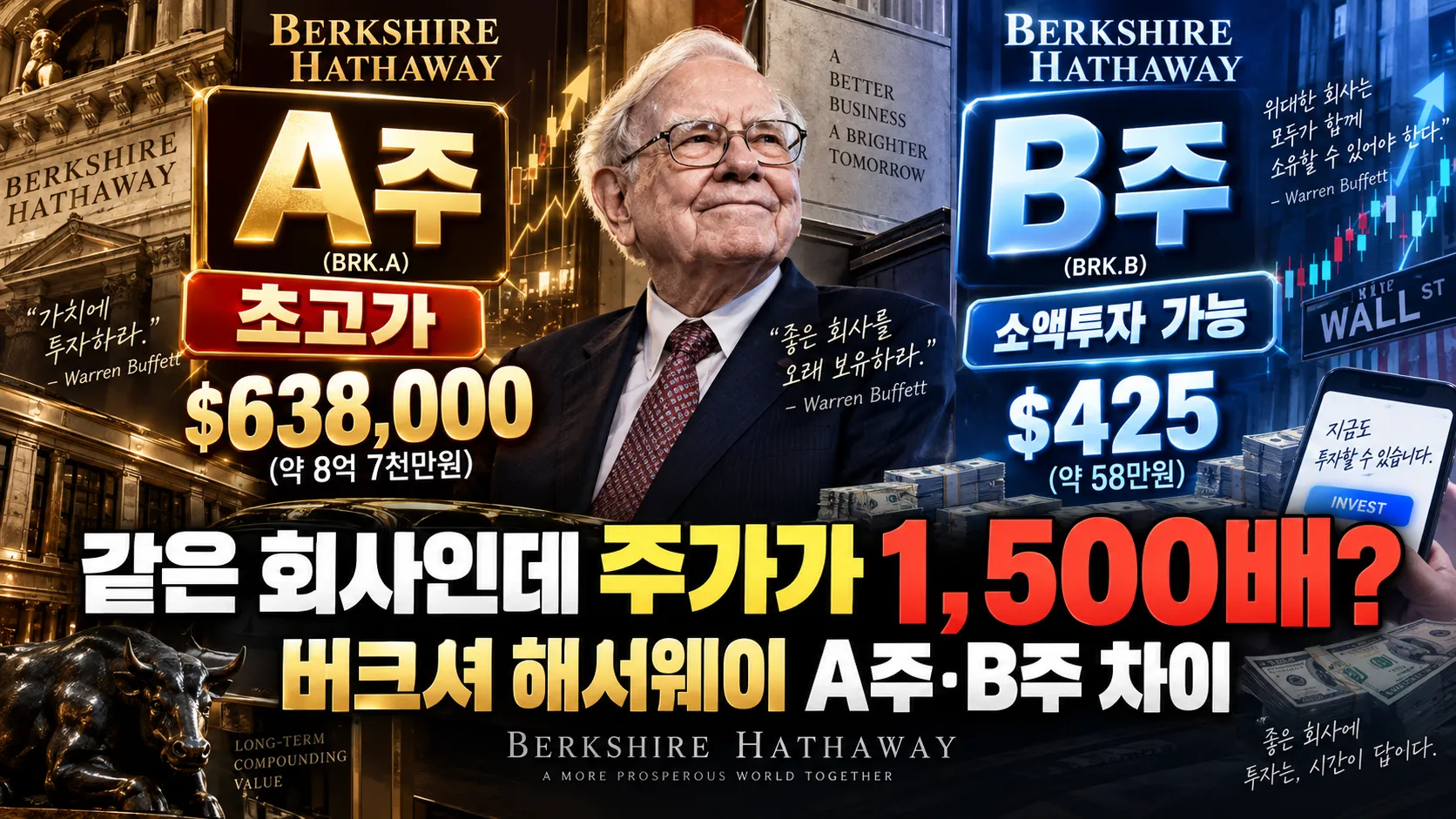 “같은 회사인데 주가가 1,500배?” 버크셔 해서웨이 A주·B주 차이