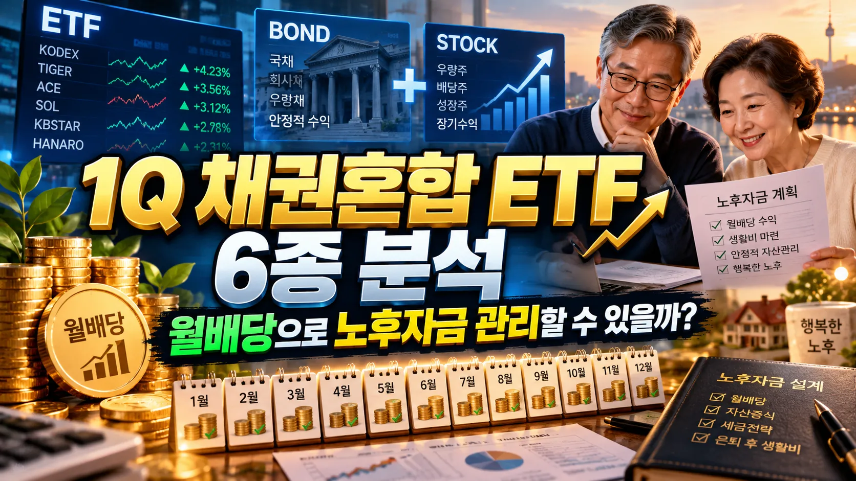 1Q 채권혼합 ETF 6종 분석, 월배당으로 노후자금 관리할 수 있을까?   
