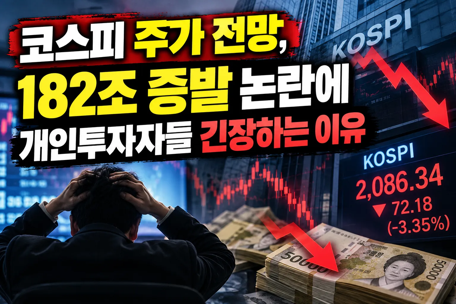 코스피 주가 전망, 182조 증발 논란에 개인투자자들 긴장하는 이유
