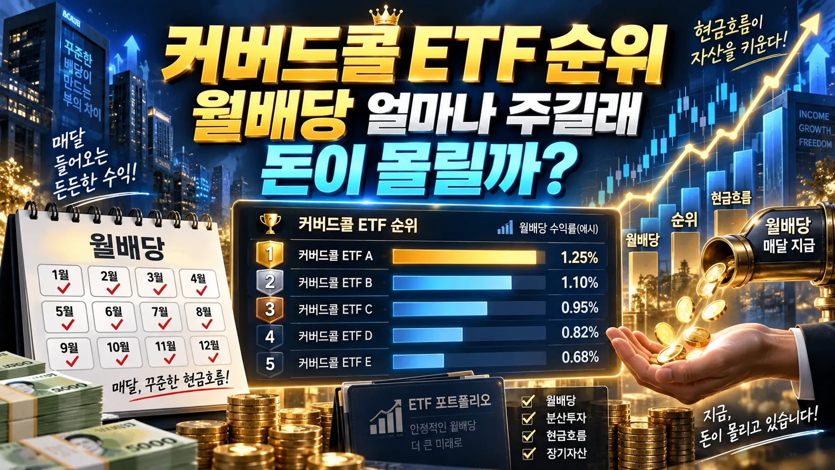 커버드콜 ETF 순위, 월배당 얼마나 주길래 돈이 몰릴까?