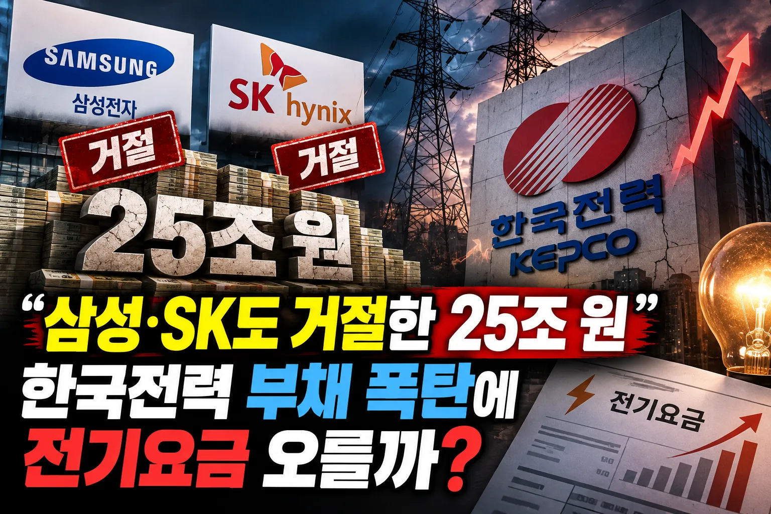 “삼성·SK도 거절한 25조 원” 한국전력 부채 폭탄에 전기요금 오를까?  