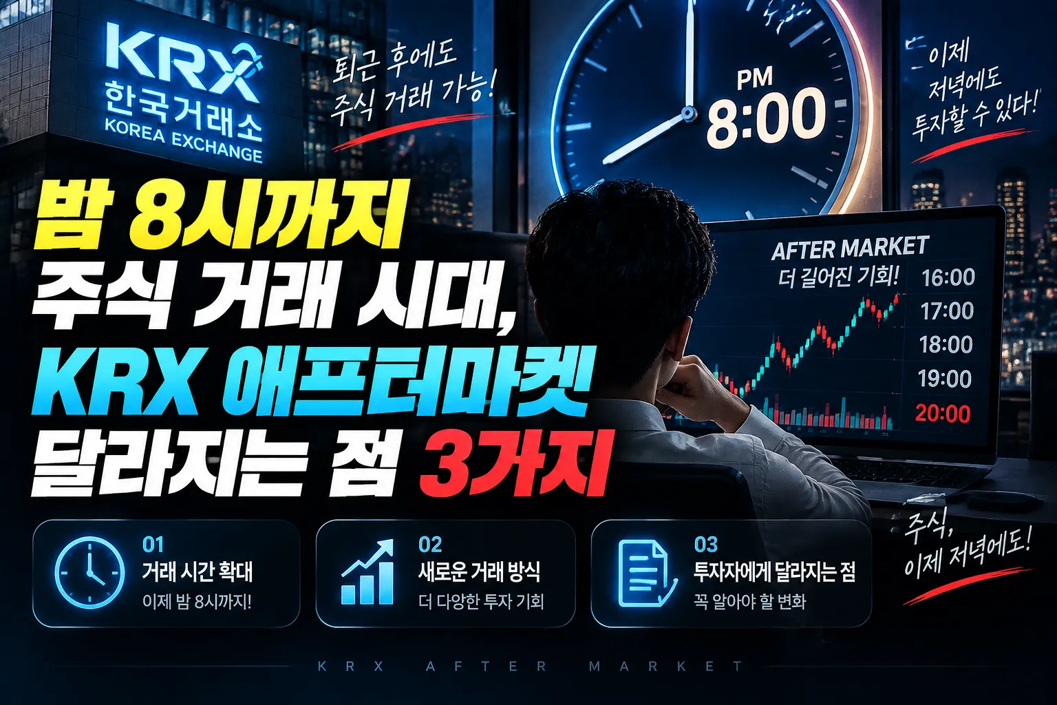 밤 8시까지 주식 거래 시대, KRX 애프터마켓 달라지는 점 3가지