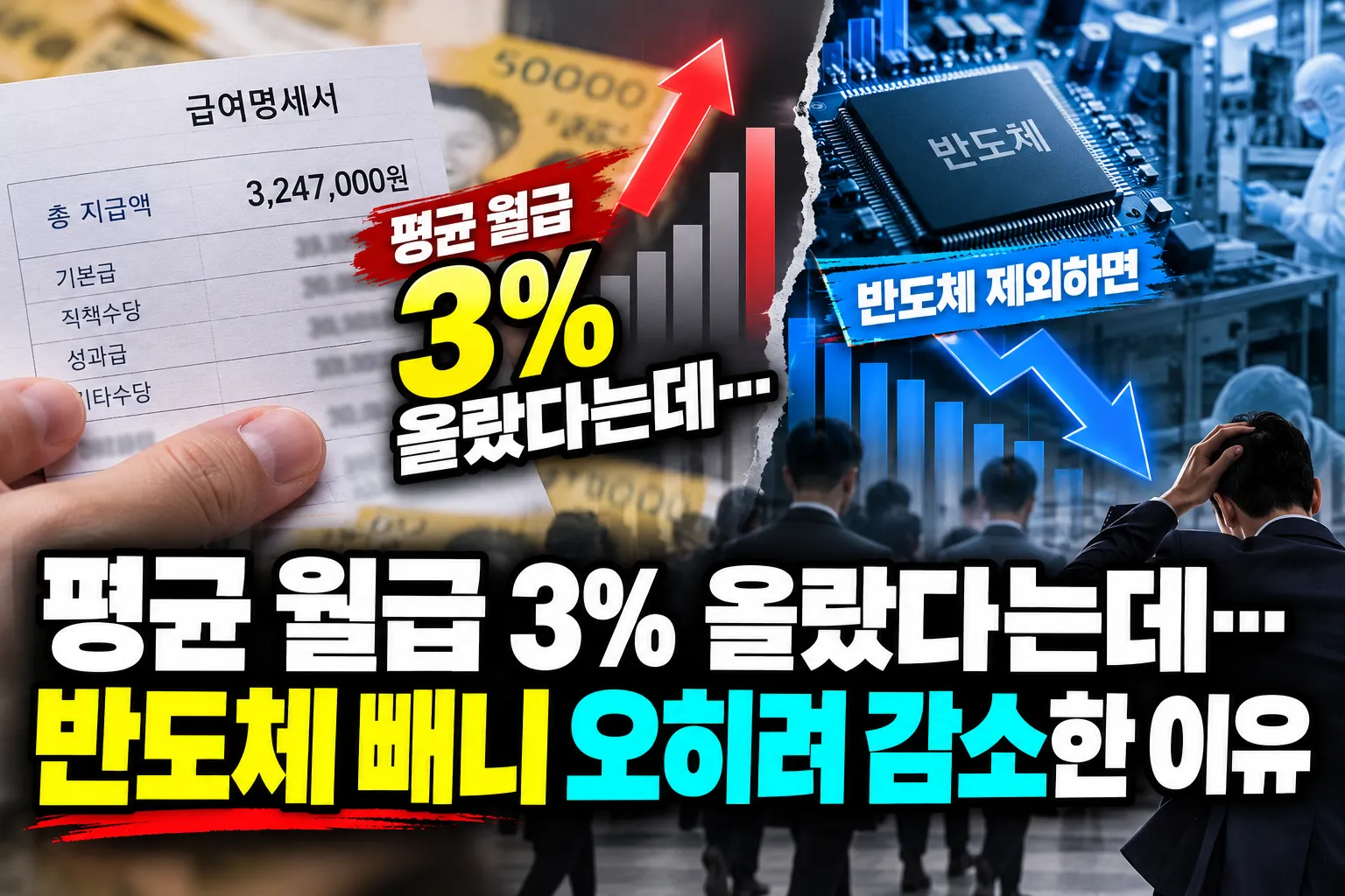 평균 월급 3% 올랐다는데…반도체 빼니 오히려 감소한 이유