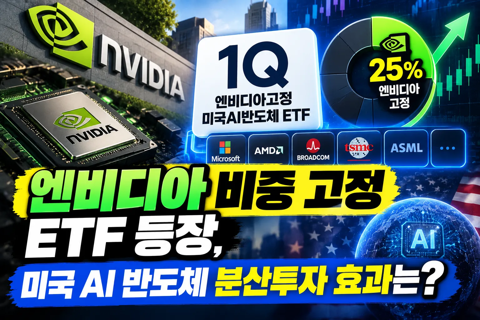 엔비디아 비중 고정 ETF 등장, 미국 AI 반도체 분산투자 효과는? 