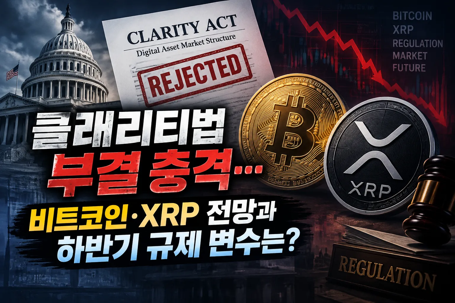 클래리티법 부결 충격… 비트코인·XRP 전망과 하반기 규제 변수는?