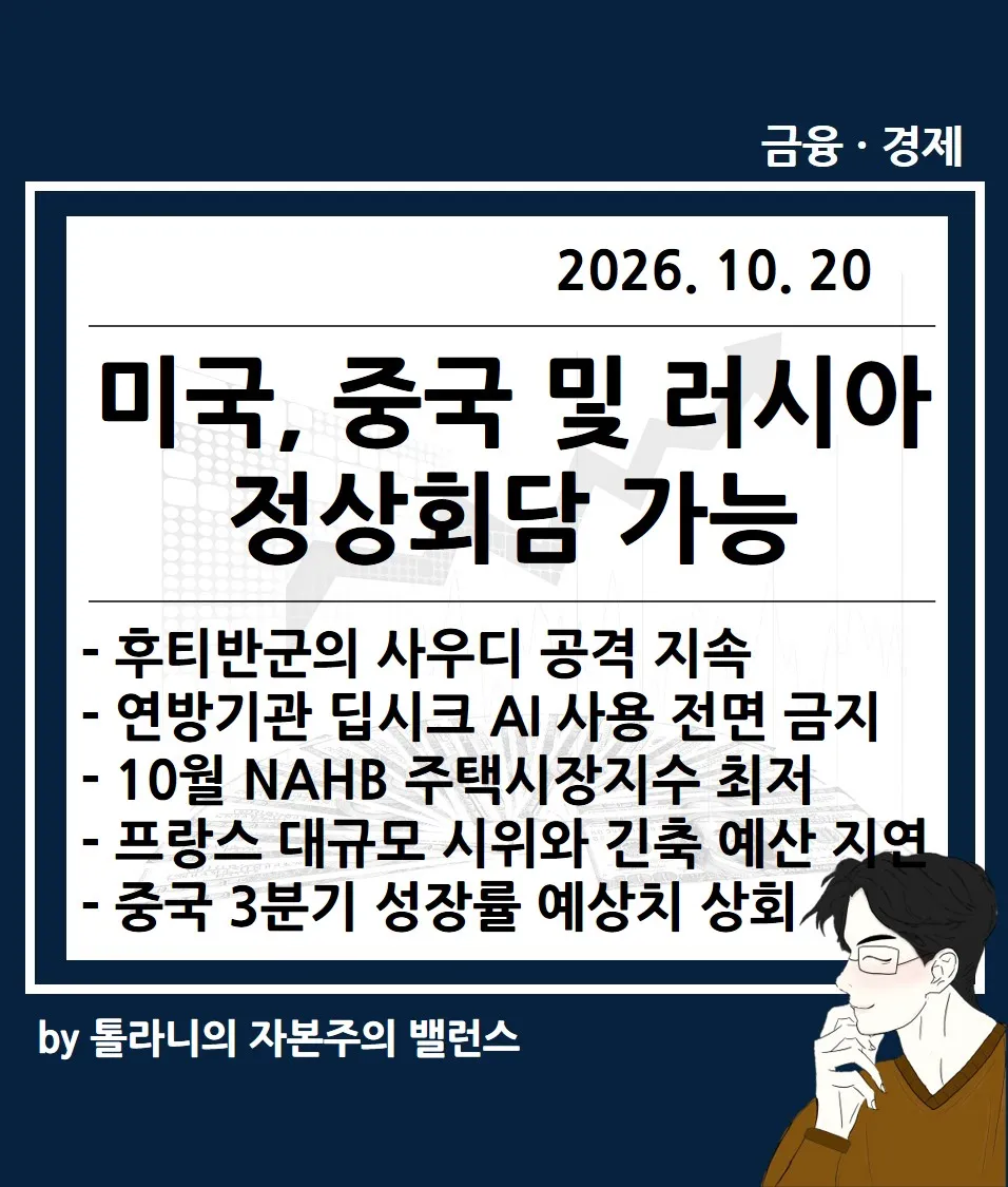 미국, 중국 및 러시아와 정상회담 가능, 프랑스 대규모 시위 여파 등 주요 국가 경제 및 금융 동향