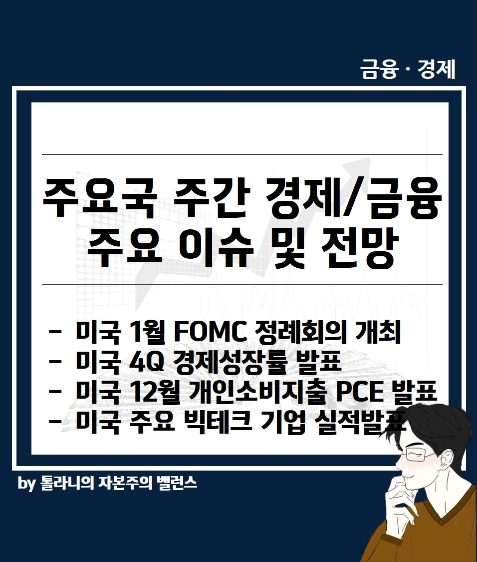 미국 25년 첫 FOMC 회의 금리전망, 4Q 주요기업 실적발표, GDP / PCE 발표 예정 등 주간 주요 국가 경제·금융 일정 및  이슈 - 플팍스(plpax)