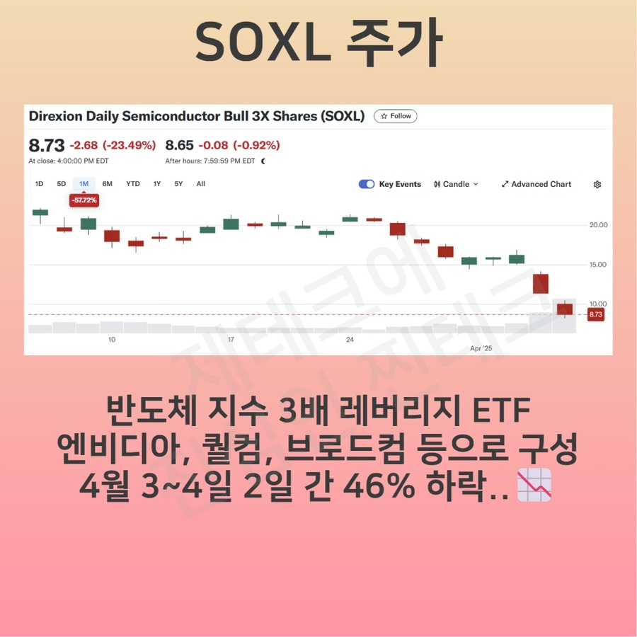 SOXL ETF 주가 2일만에 70% 손실 봤는데 - 플팍스(plpax)